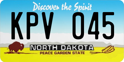 ND license plate KPV045