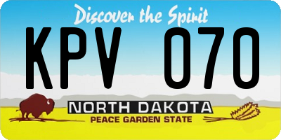 ND license plate KPV070