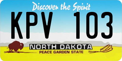 ND license plate KPV103