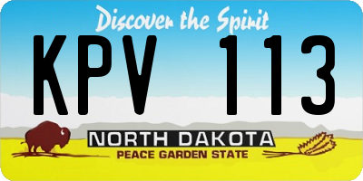 ND license plate KPV113