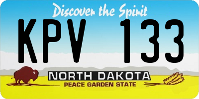 ND license plate KPV133