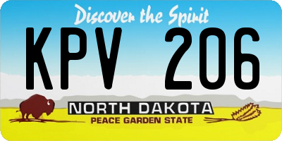 ND license plate KPV206