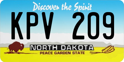 ND license plate KPV209