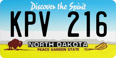 ND license plate KPV216