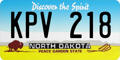 ND license plate KPV218