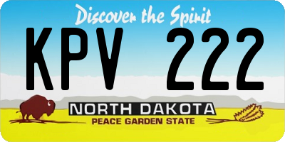 ND license plate KPV222
