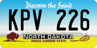 ND license plate KPV226