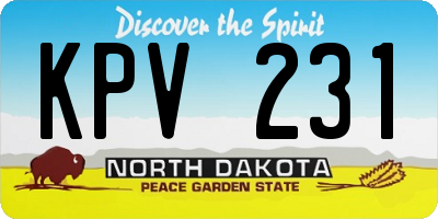 ND license plate KPV231