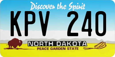 ND license plate KPV240
