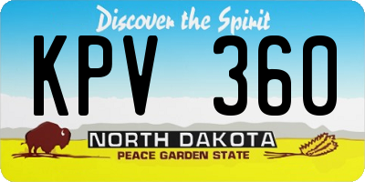 ND license plate KPV360
