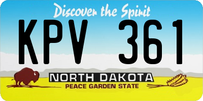 ND license plate KPV361