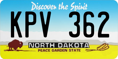 ND license plate KPV362