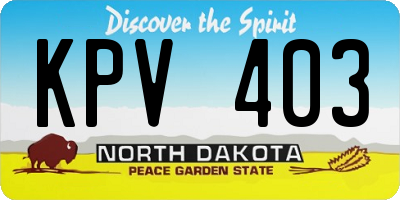 ND license plate KPV403