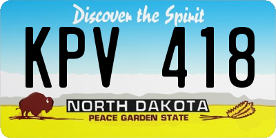 ND license plate KPV418