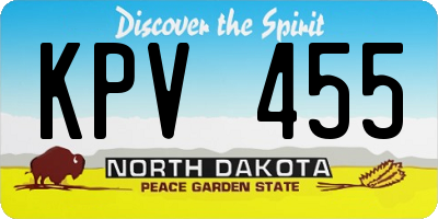 ND license plate KPV455