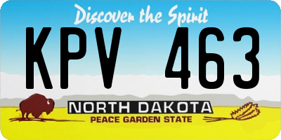 ND license plate KPV463