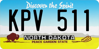 ND license plate KPV511