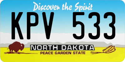 ND license plate KPV533