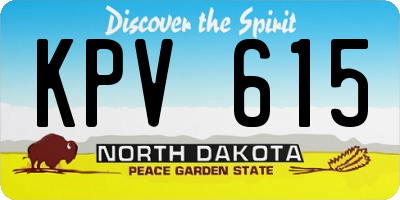 ND license plate KPV615