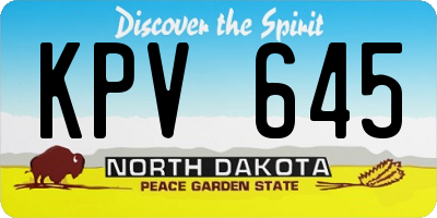 ND license plate KPV645