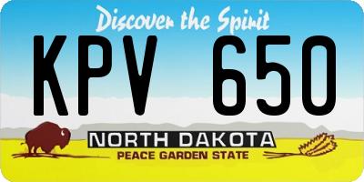 ND license plate KPV650