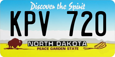 ND license plate KPV720