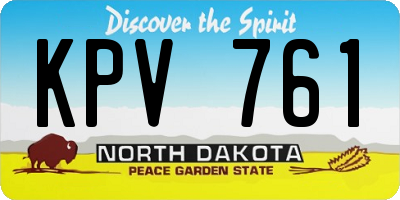 ND license plate KPV761