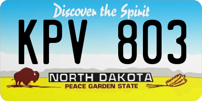 ND license plate KPV803
