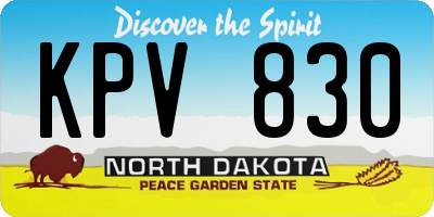 ND license plate KPV830