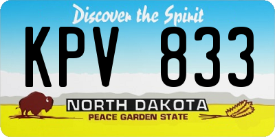 ND license plate KPV833