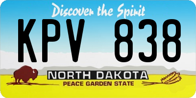 ND license plate KPV838