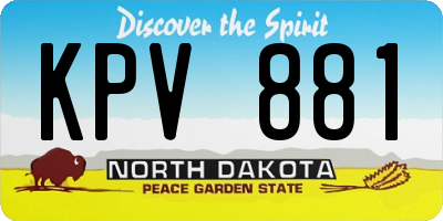 ND license plate KPV881