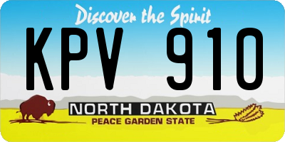 ND license plate KPV910