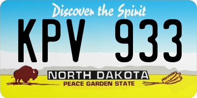 ND license plate KPV933