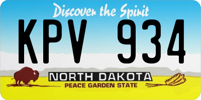 ND license plate KPV934
