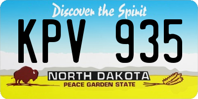 ND license plate KPV935