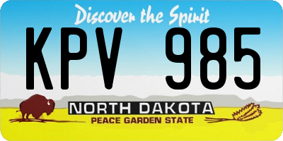 ND license plate KPV985