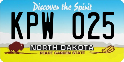 ND license plate KPW025