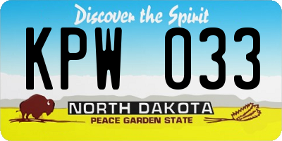 ND license plate KPW033