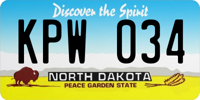 ND license plate KPW034
