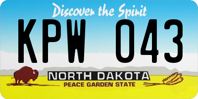 ND license plate KPW043