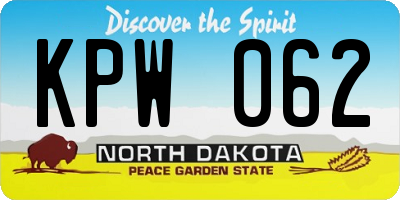 ND license plate KPW062