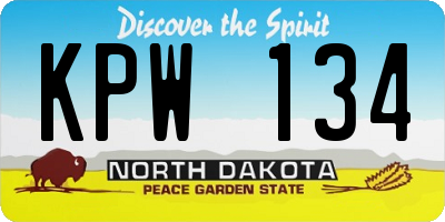 ND license plate KPW134