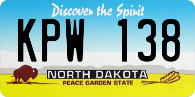 ND license plate KPW138