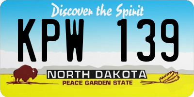 ND license plate KPW139