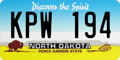 ND license plate KPW194