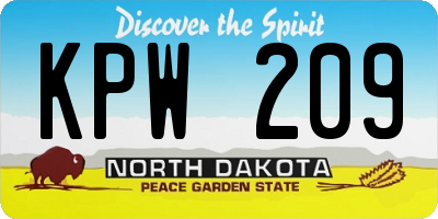 ND license plate KPW209