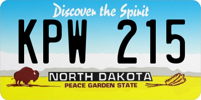 ND license plate KPW215