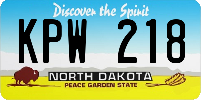 ND license plate KPW218
