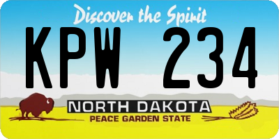 ND license plate KPW234